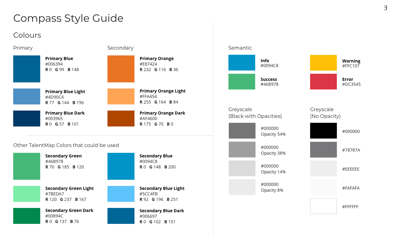 Page from a style guide stating what colours to use.
