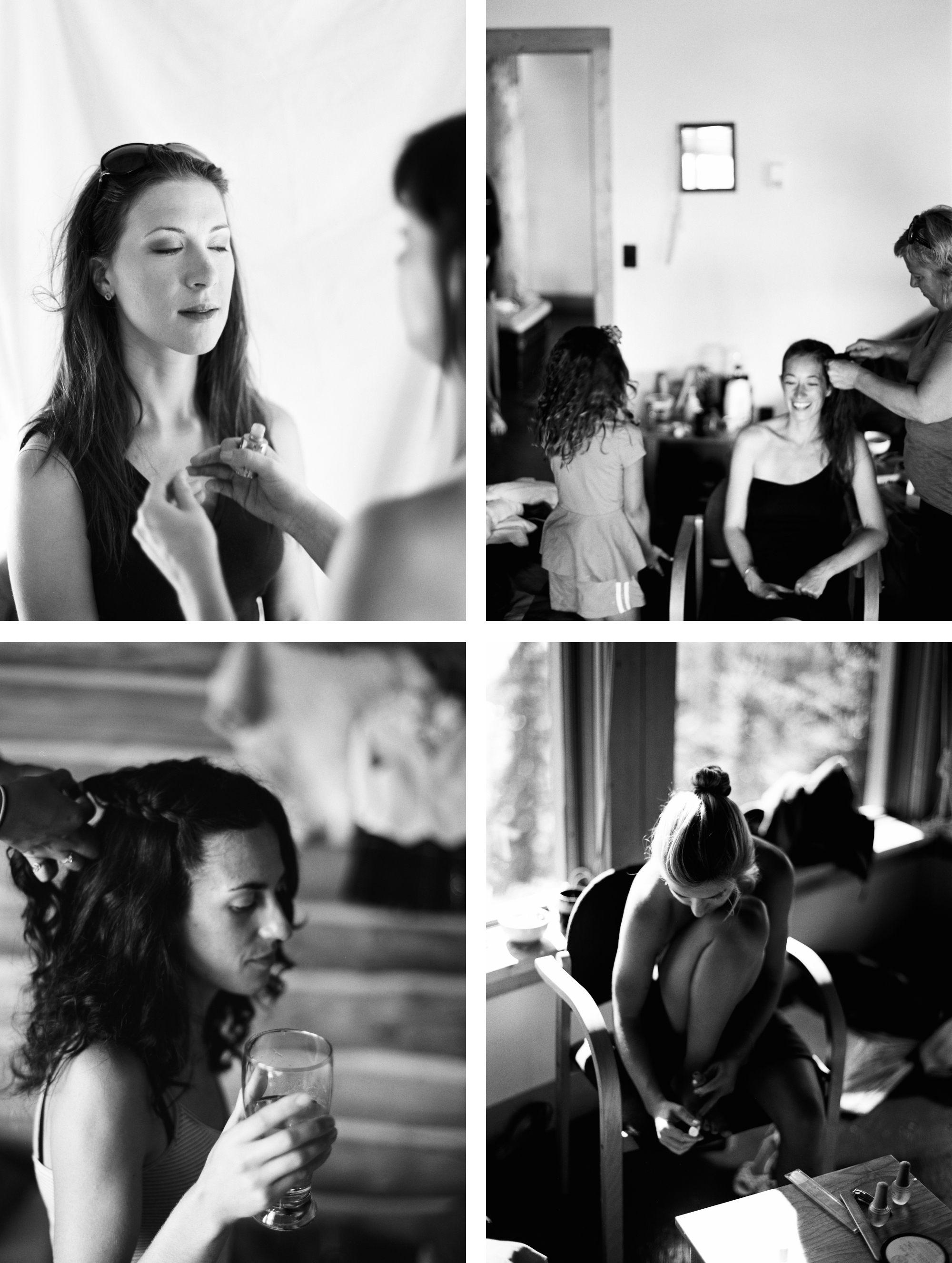 Bridesmaids getting ready