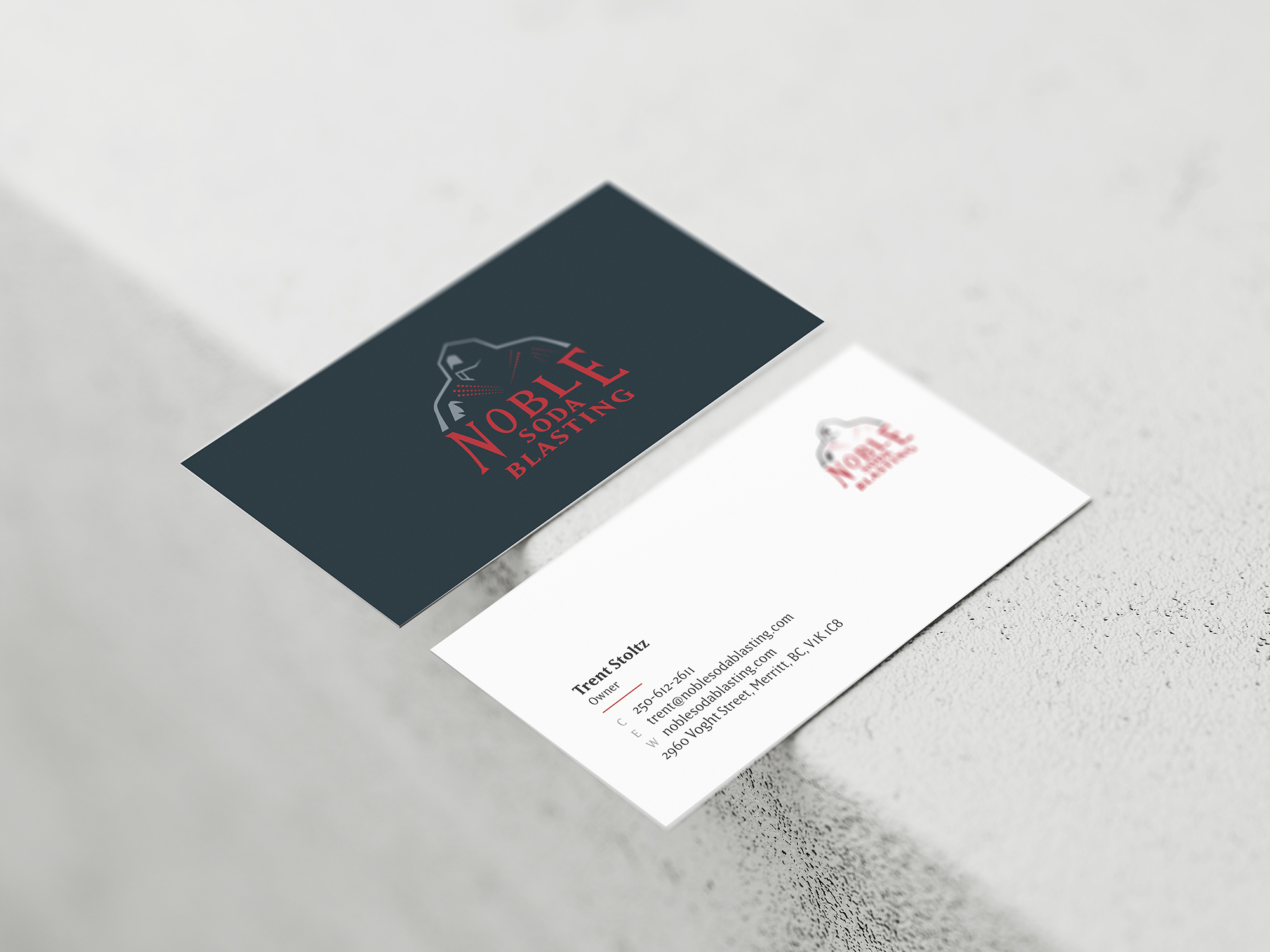 Business cards designed front and back example.