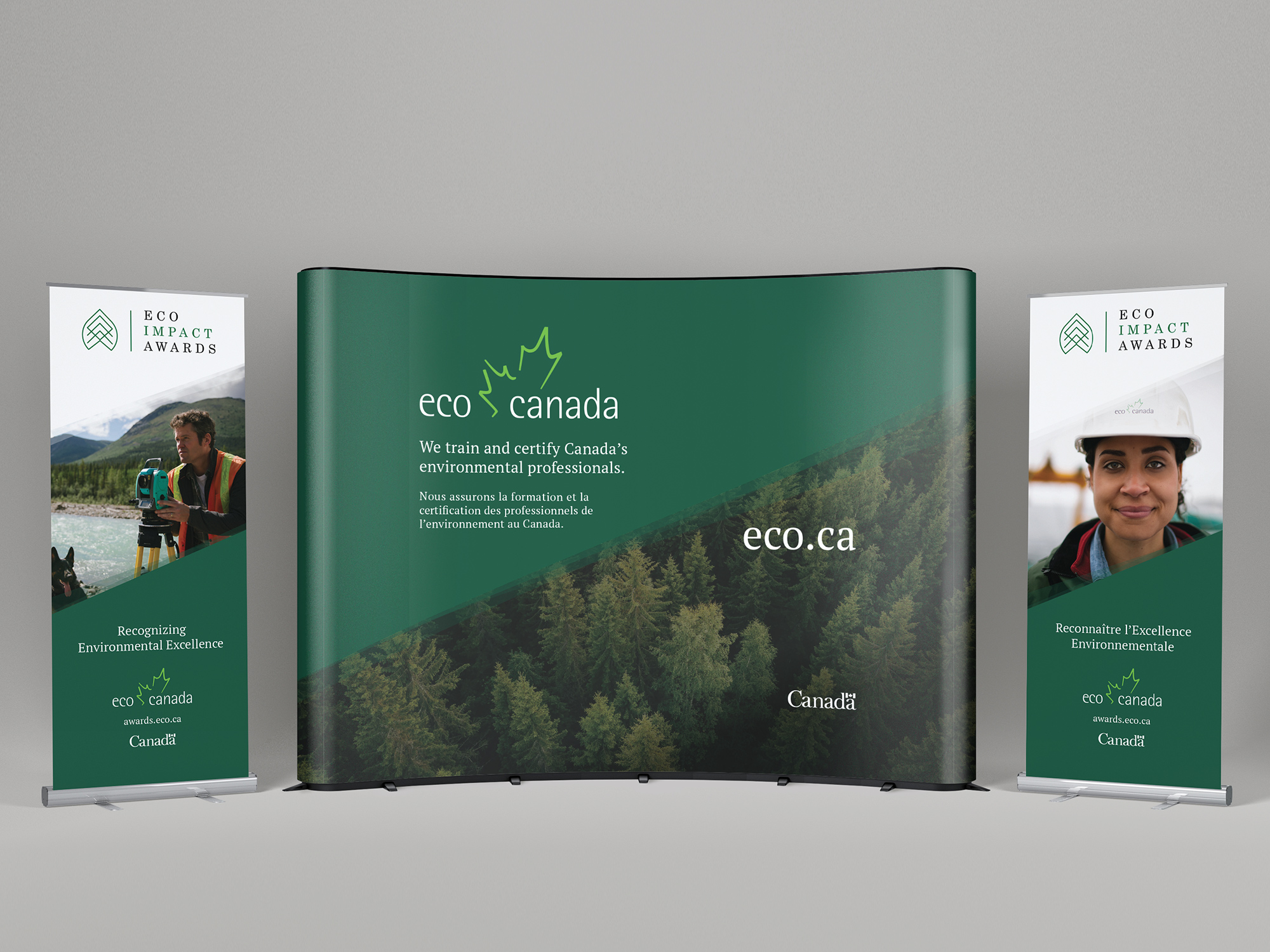Trade show booth and pop-up banner design for ECO Canada.