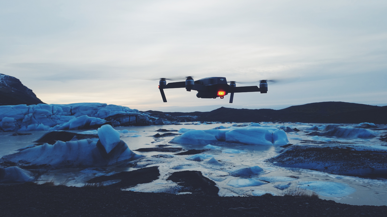 DJI Mavic flying over ice