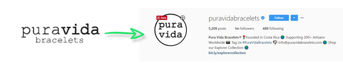 Pura Vida Bracelets Instagram Logo
