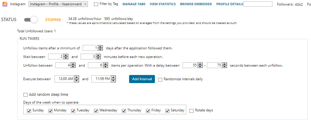 Jarvee Unfollow Run Timers