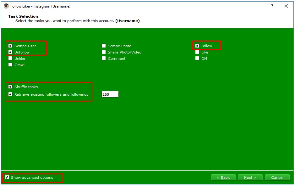 FollowLiker Tutorial - Wizard Tasks