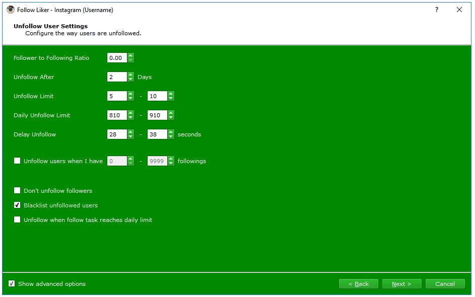 FollowLiker Tutorial - UnFollow User Settings