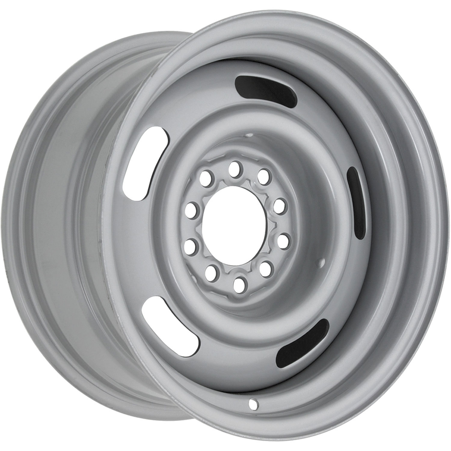 Silver rally wheel manufactured by restroparts