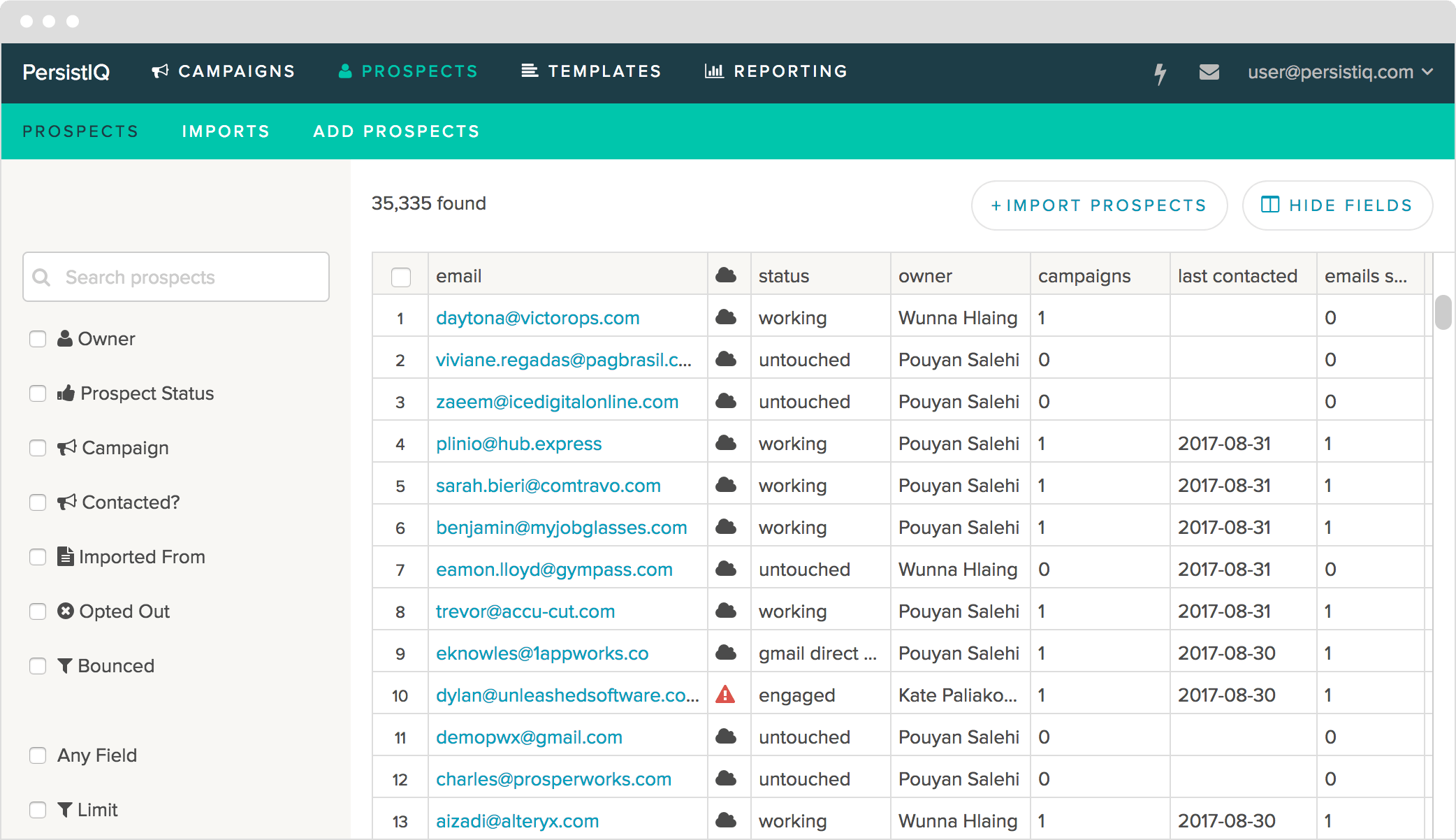 product prospects list template