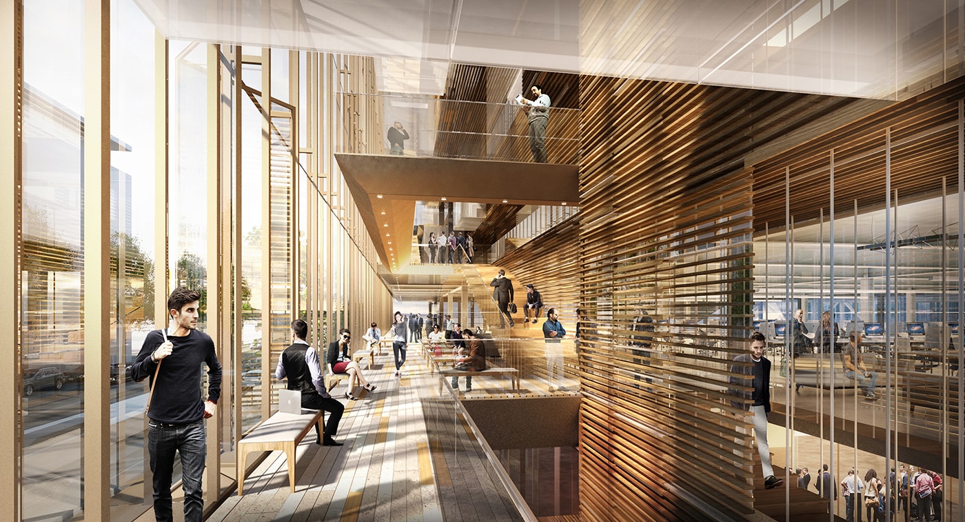 The San Francisco Headquarters for Uber Technologies, located in the heart of Mission Bay, is comprised of one 6 story structure and one 11 story structure connected by transparent bridges spanning Pierpoint Lane. Both buildings feature state-of-the-art motorized, “breathing” facades which open to full height atriums blurring the lines between interior and exterior space. Included in the program are offices, cafes, childcare, and ground floor retail. QA is collaborating with SHoP Architects NYC on the architecture which is slated for completion in 2019.