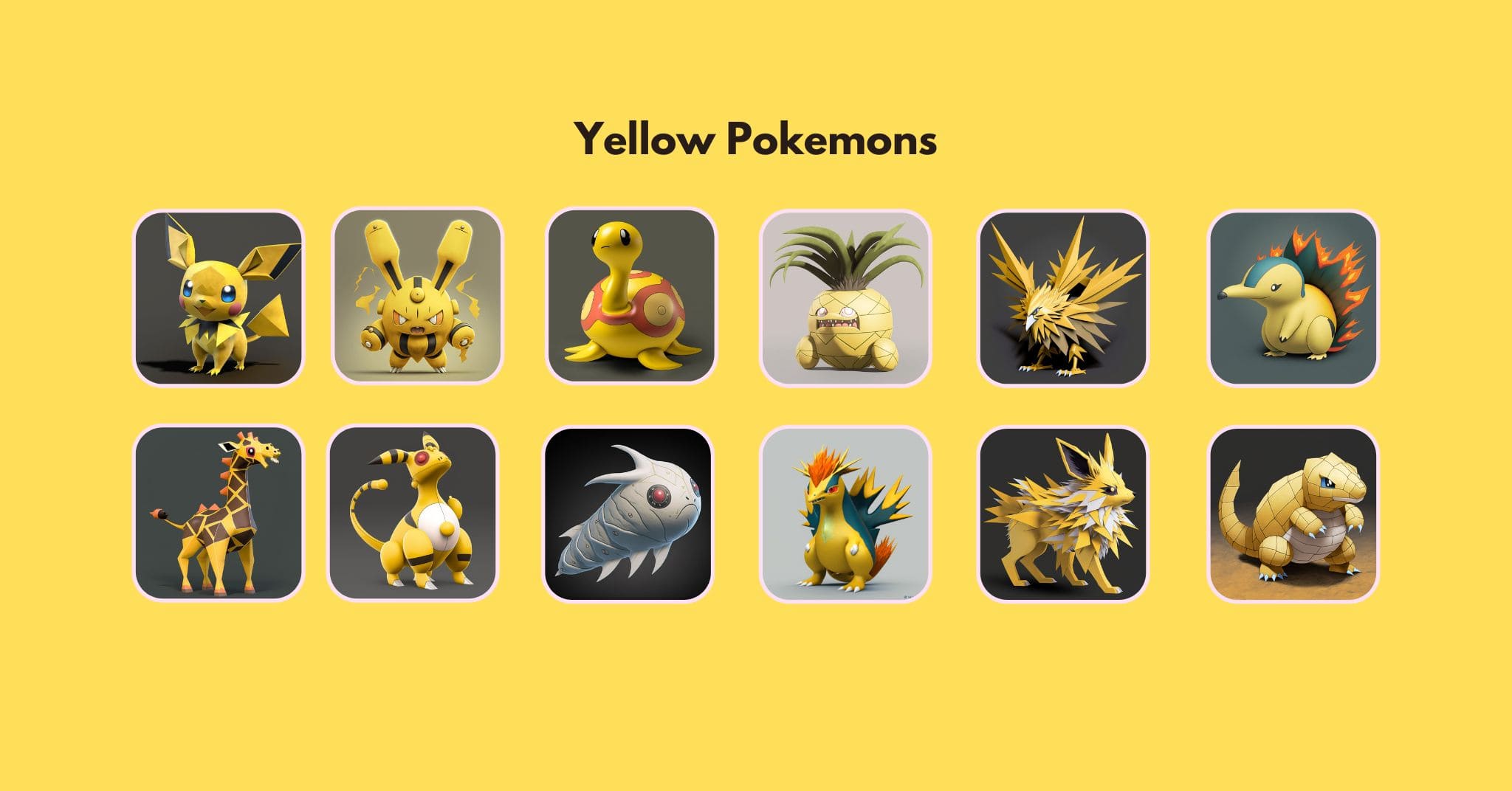 +20 Yellow Pokemon Explained (3D Images) - Eggradients.com