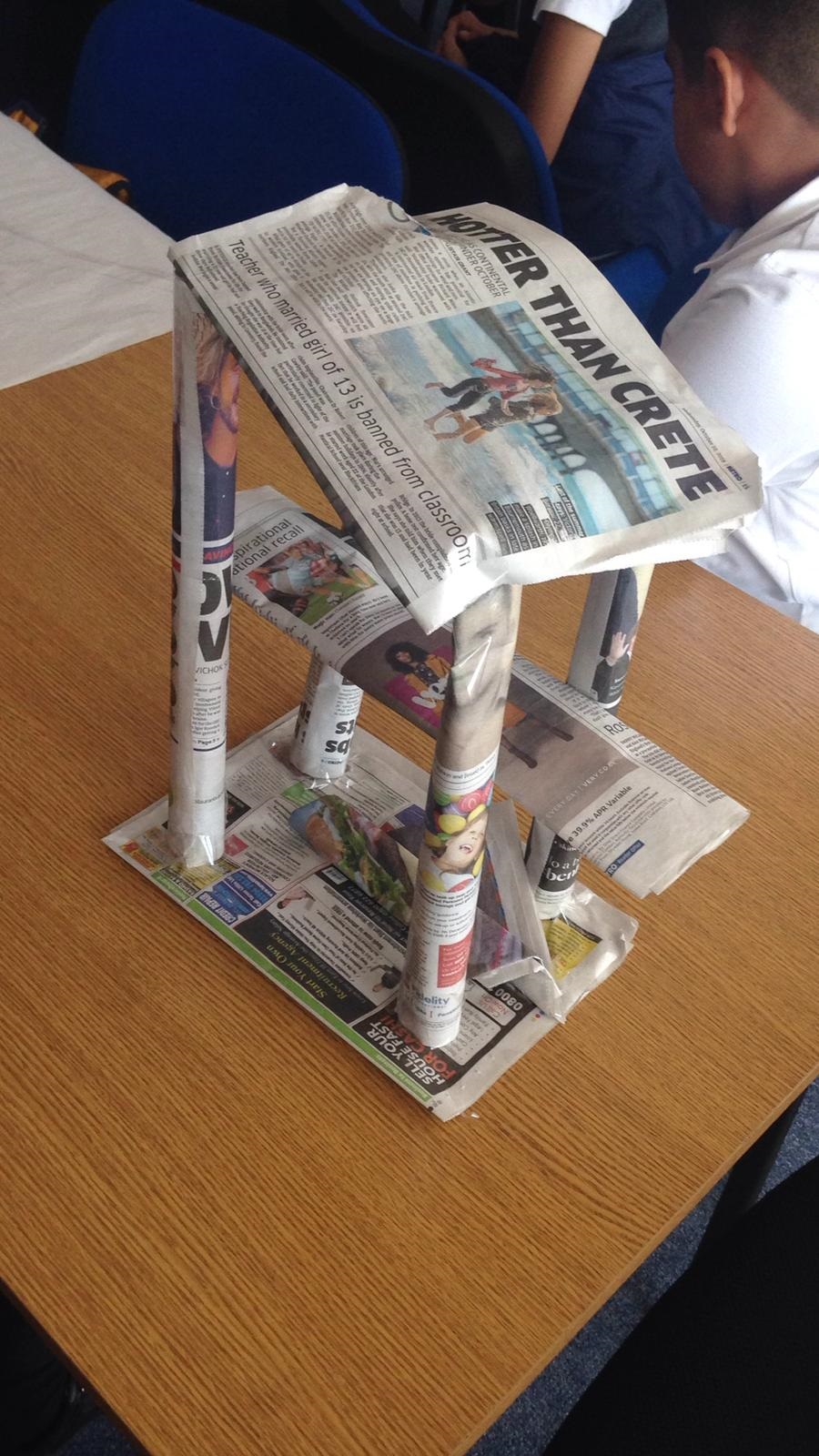 The winning bridge design! A great example of teamwork, problem solving and creativity.