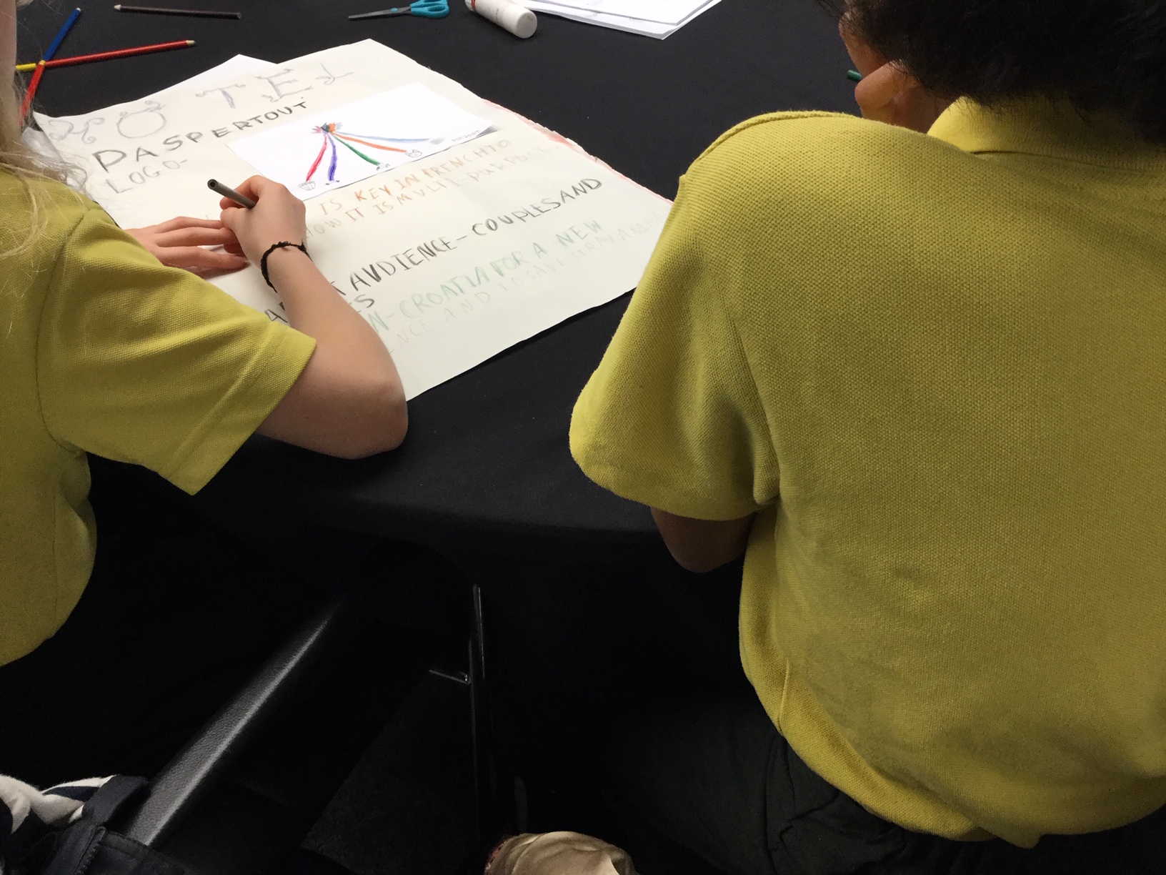 Students working together on a workplace challenge