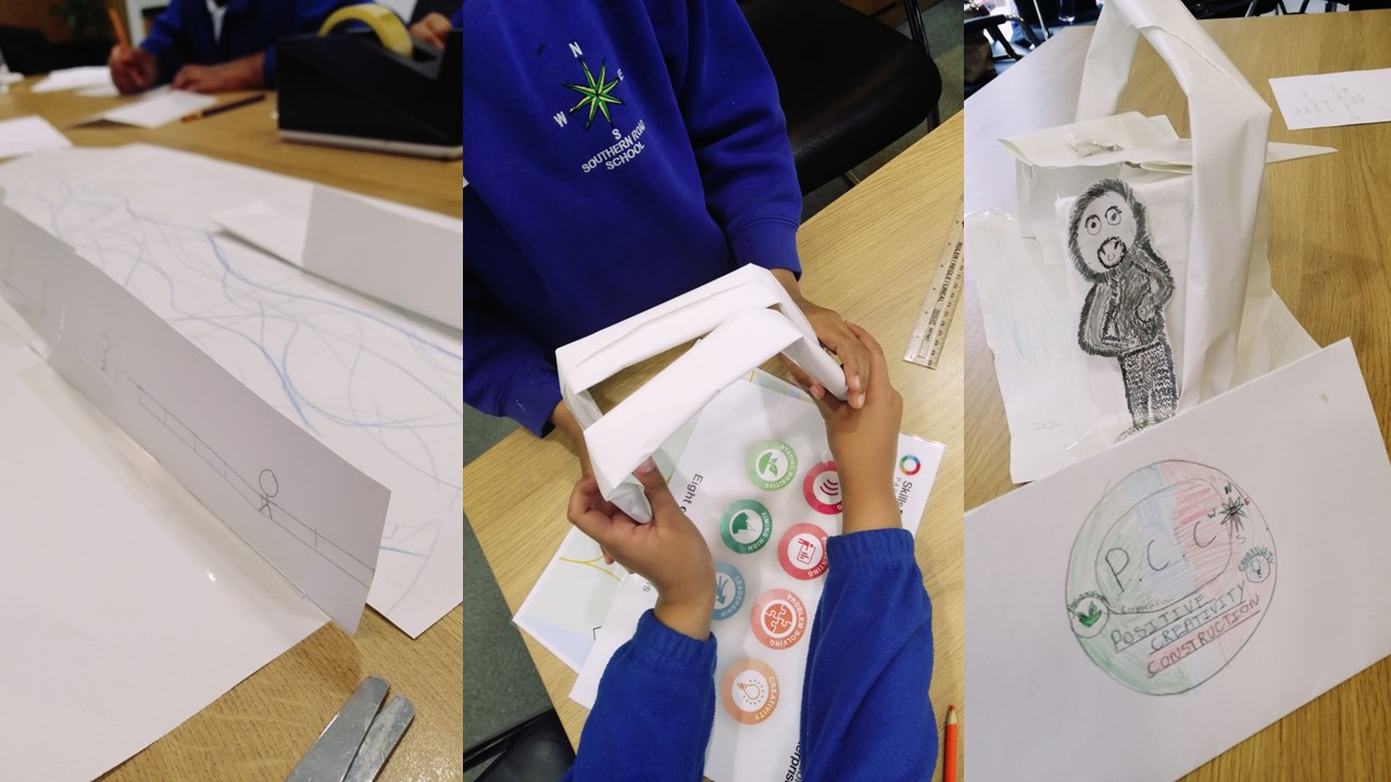 Learners apply their Teamwork, Creativity and Problem Solving skills to build models of their bridge designs.
