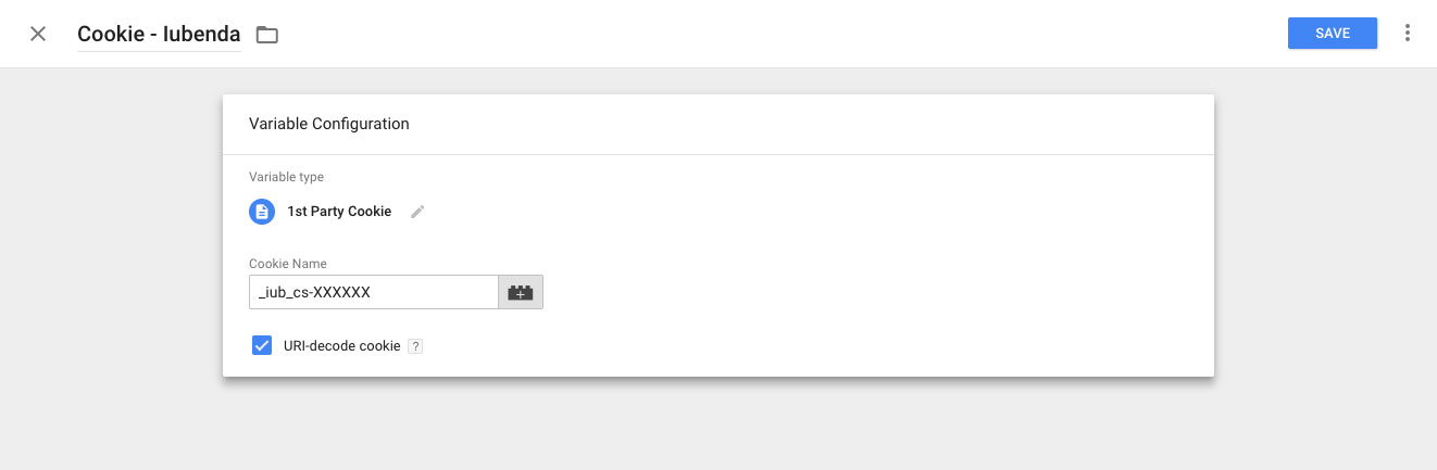 Google Tag Manager create new 1st Party Cooke - Iubenda