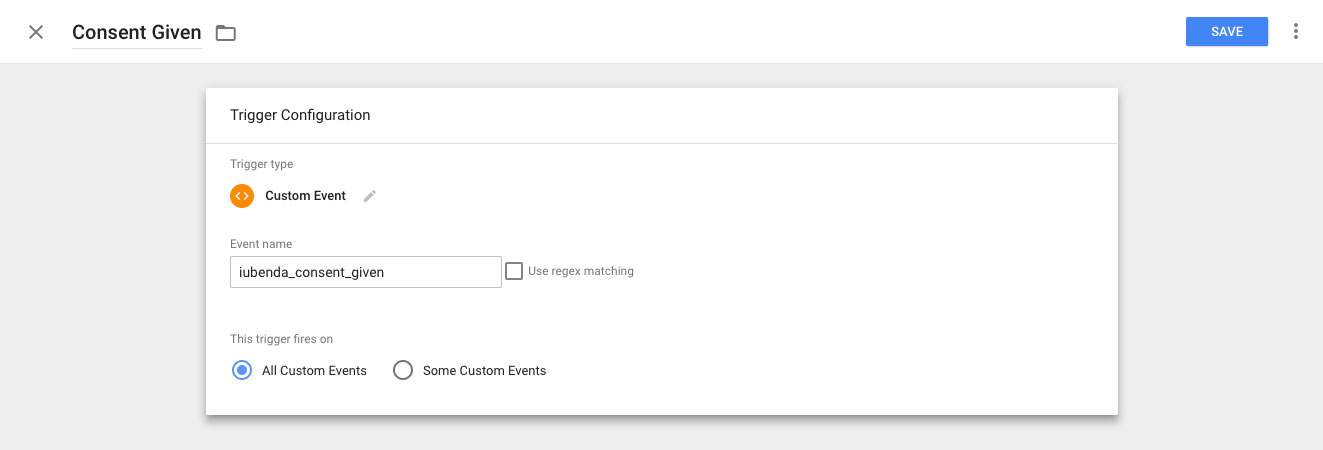 Consent Given trigger configuration