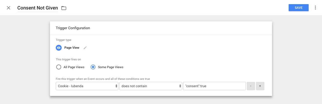 Consent Not Given trigger configuration