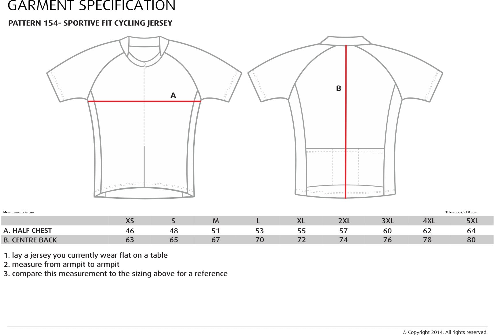 sizing chart for jerseys