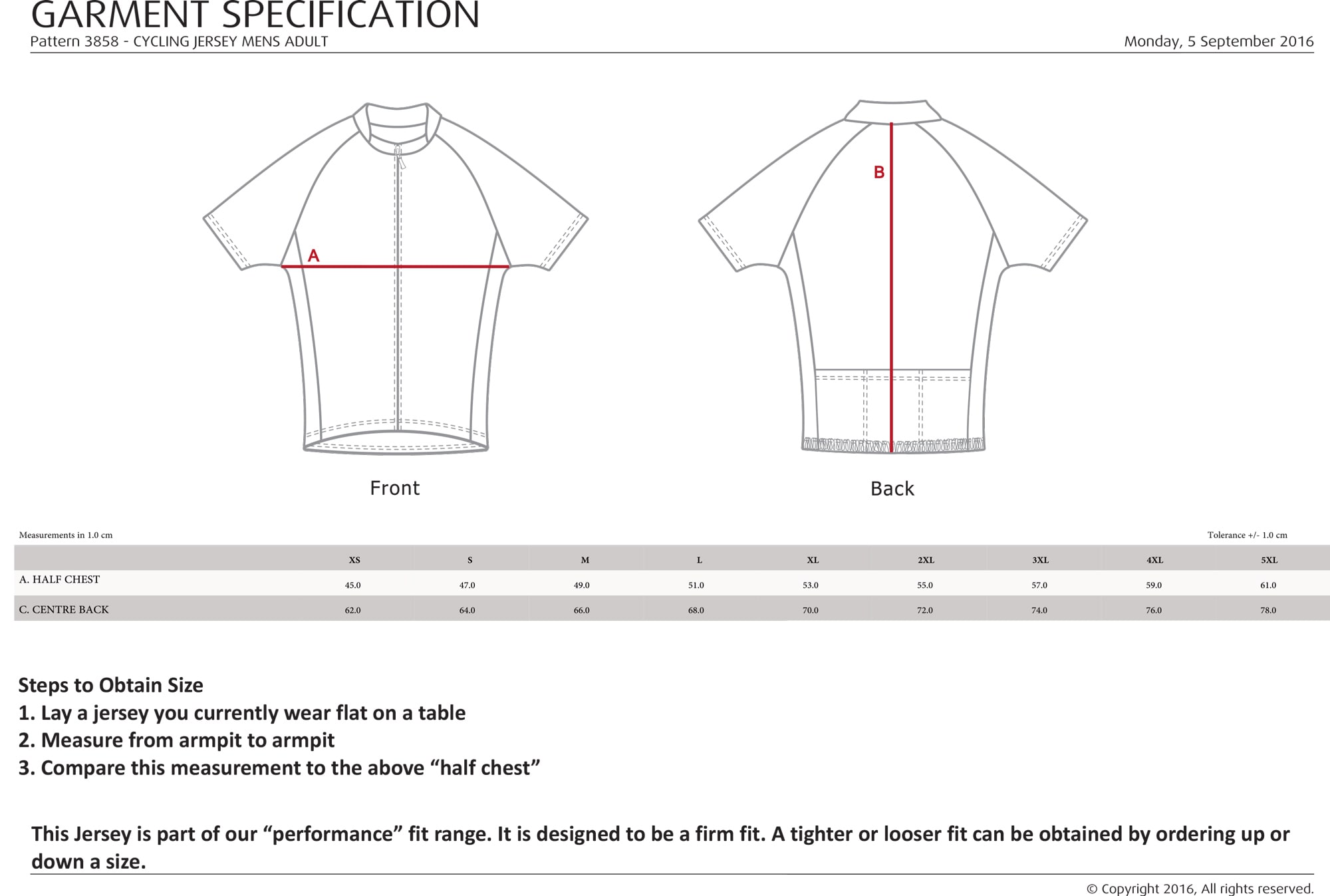 sizing chart for jerseys