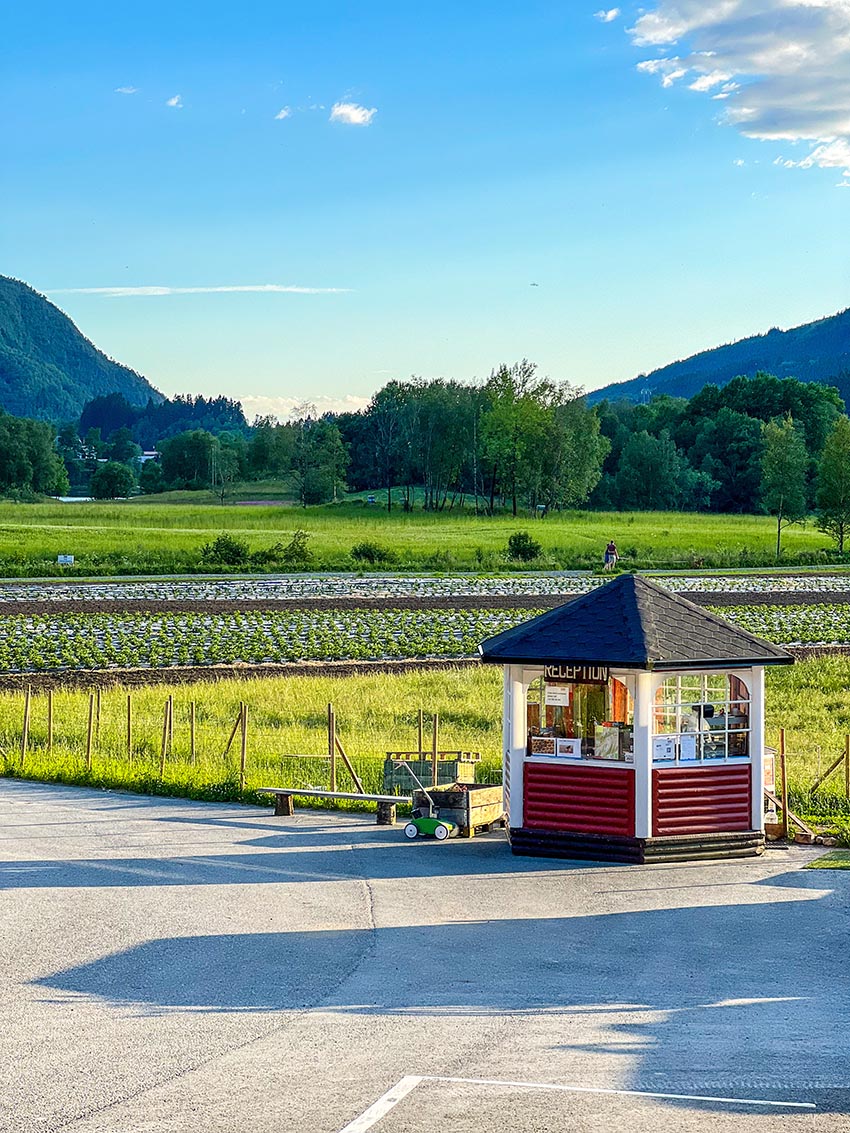 The reseption at the Caravan parking at Solneset Farm outside Bergen, Norway