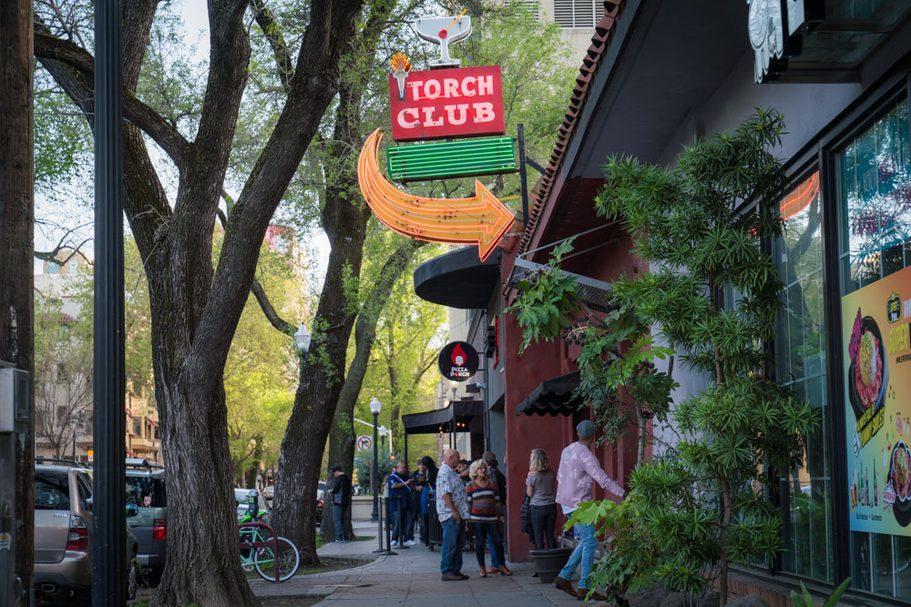 The outside of The Torch Club for Visit Sacramento.