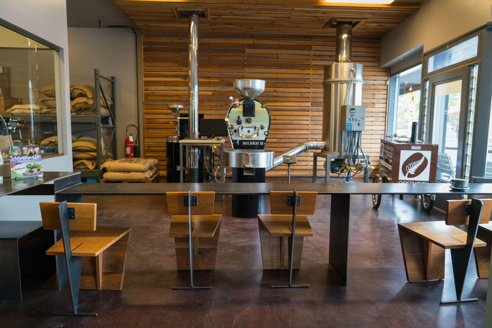 The roasters at Chocolate Fish Coffee Roasters in East Sacramento for Visit Sacramento.
