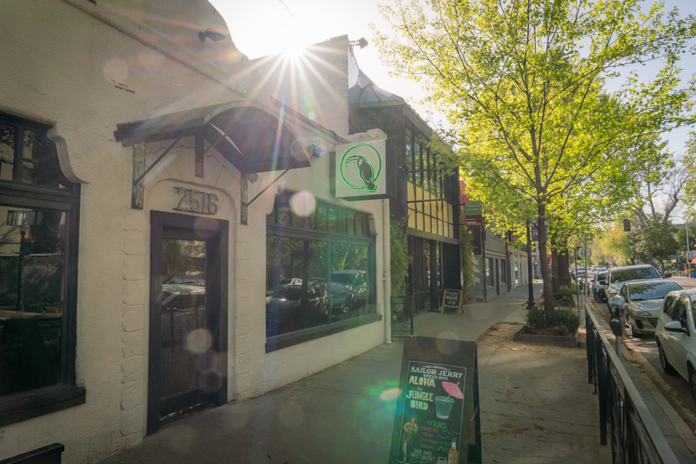 The front of The Jungle Bird for after dinner drinks for Visit Sacramento.