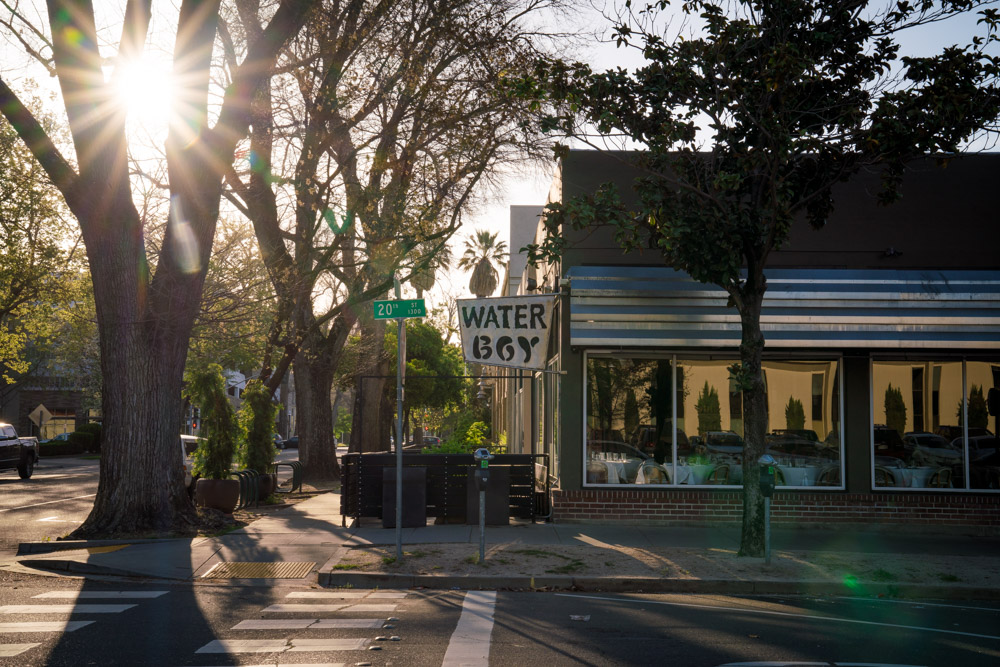 Exterior of The Waterboy, a farm to fork restaurant in Sacramento, CA