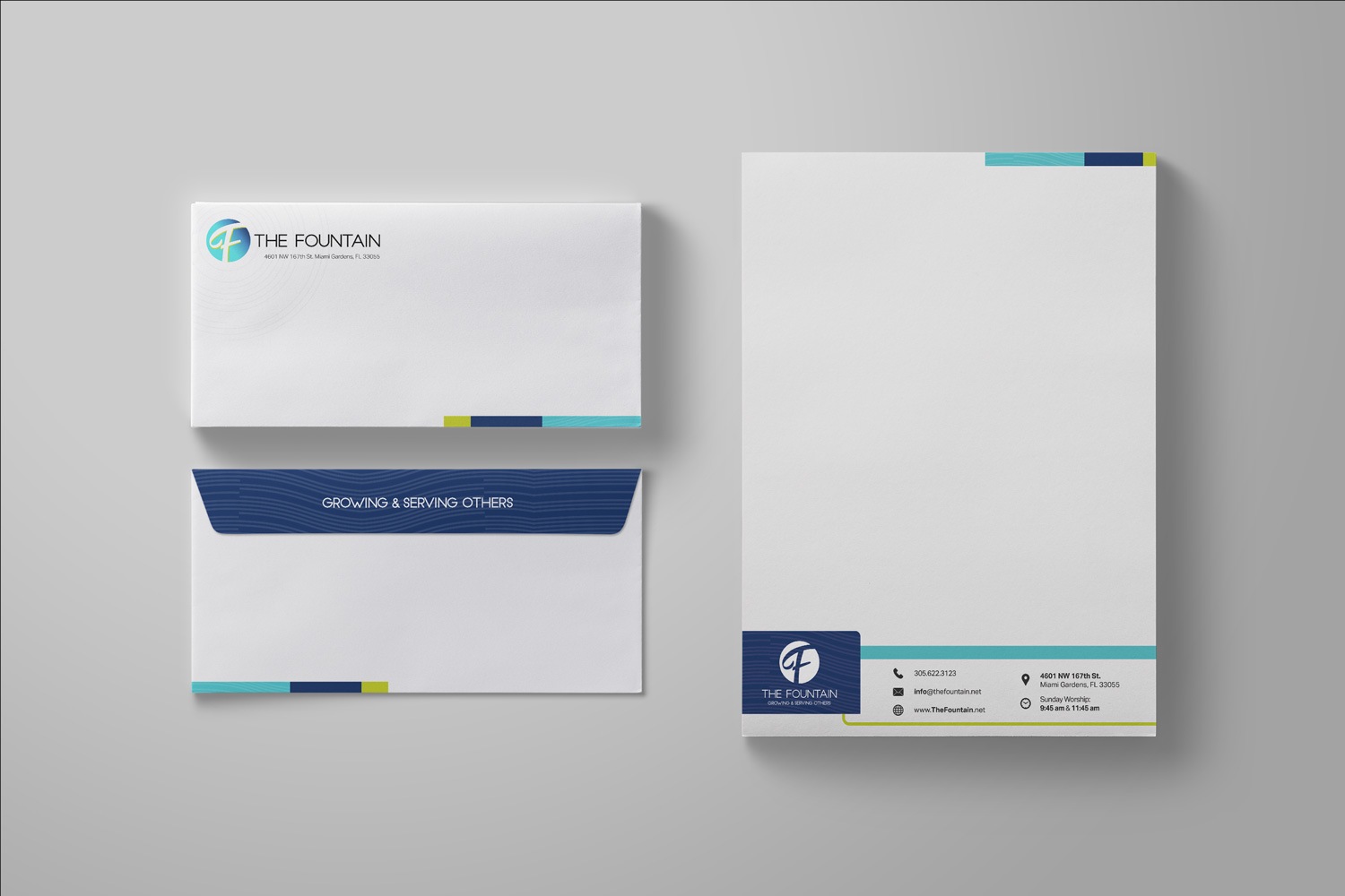 church letterhead and envelope logo design