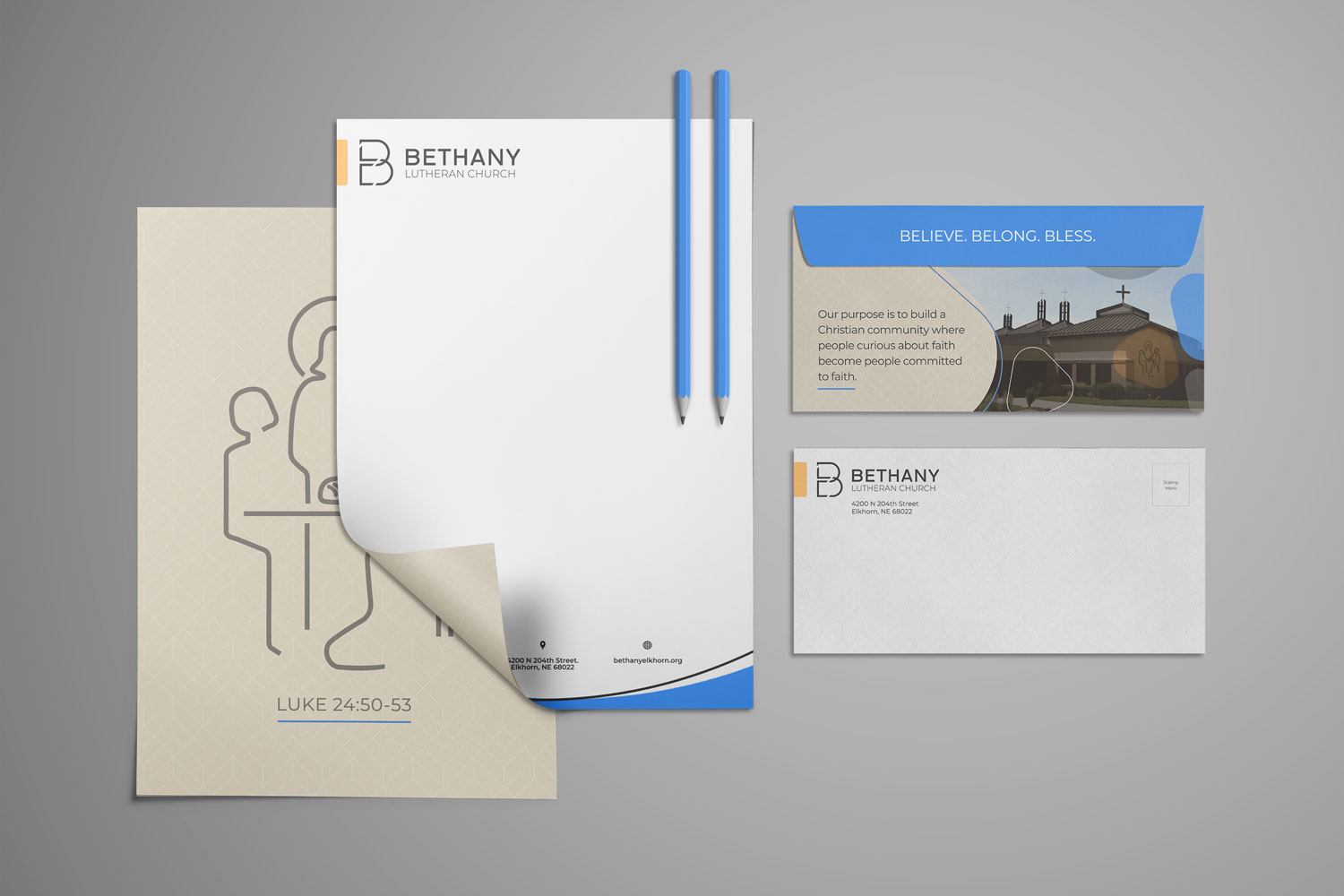 Modern Church Letterhead & Envelope Design for Church Marketing & Outreach