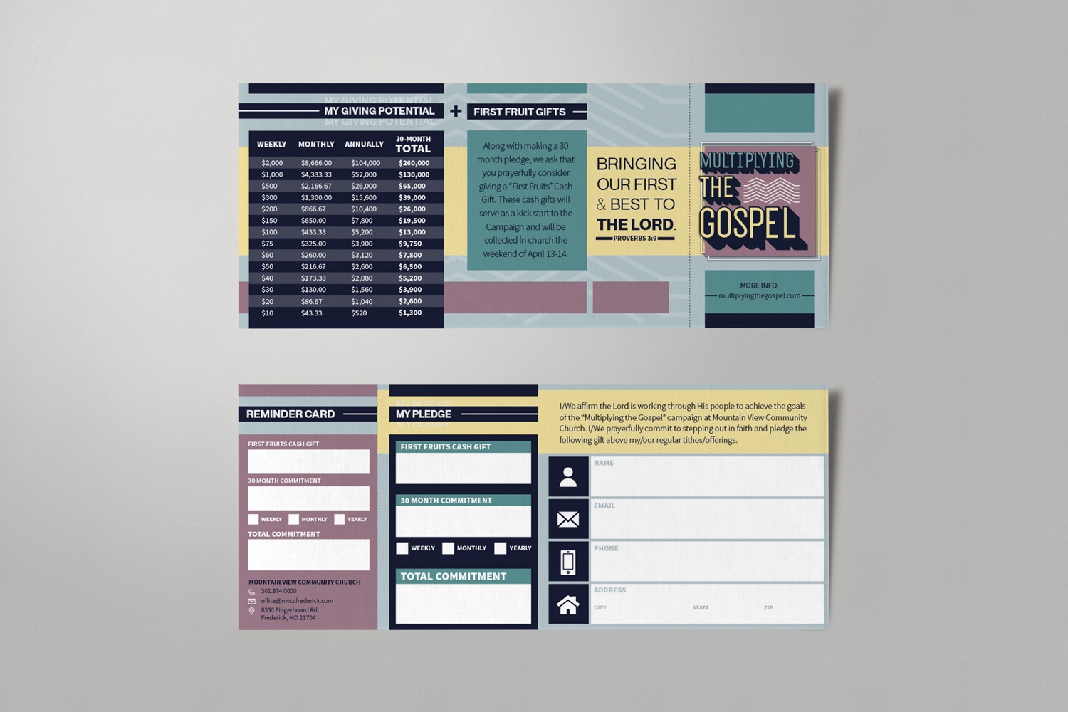 Rip Pledge Card Modern Church Capital Campaign Slogan Design