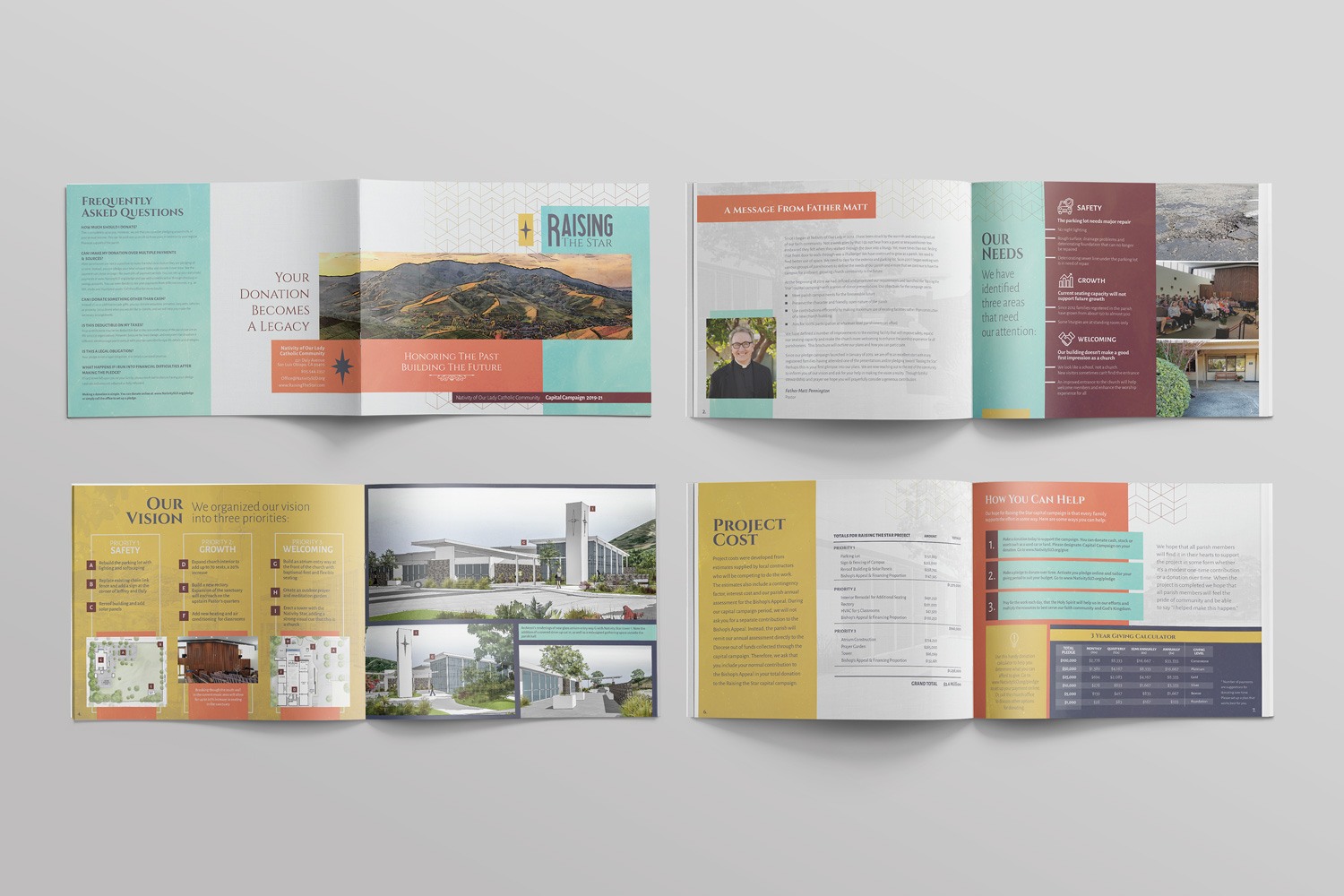 Catholic Church capital campaign brochures and booklet for Catholic Church case statement