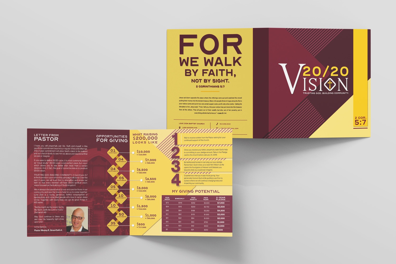 church capital campaign brochure materials for Black, african american church by abstract union