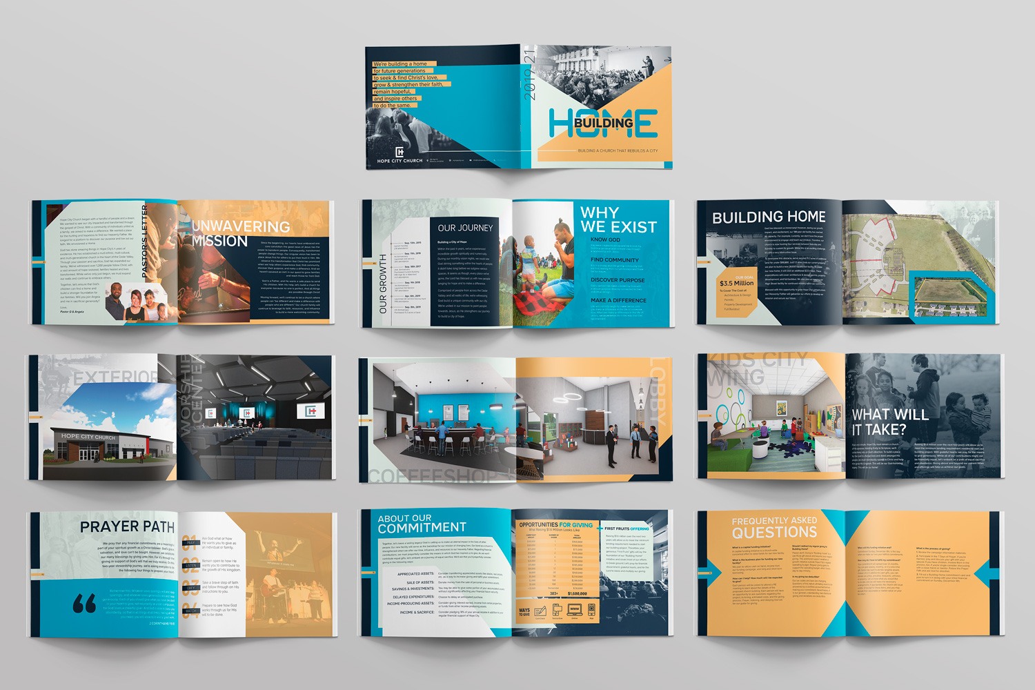 nondenominational church capital campaign brochure booklet themes design materials by abstract union