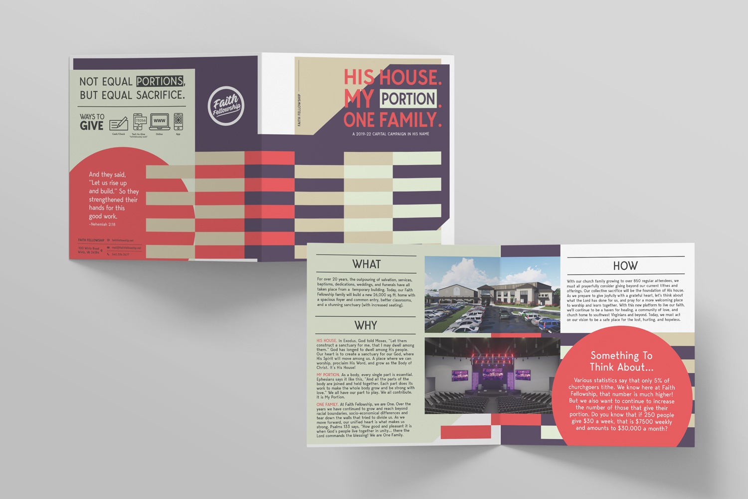 Case statement half-fold brochure for Church Capital Campaigns by Abstract Union in Lincoln, NE