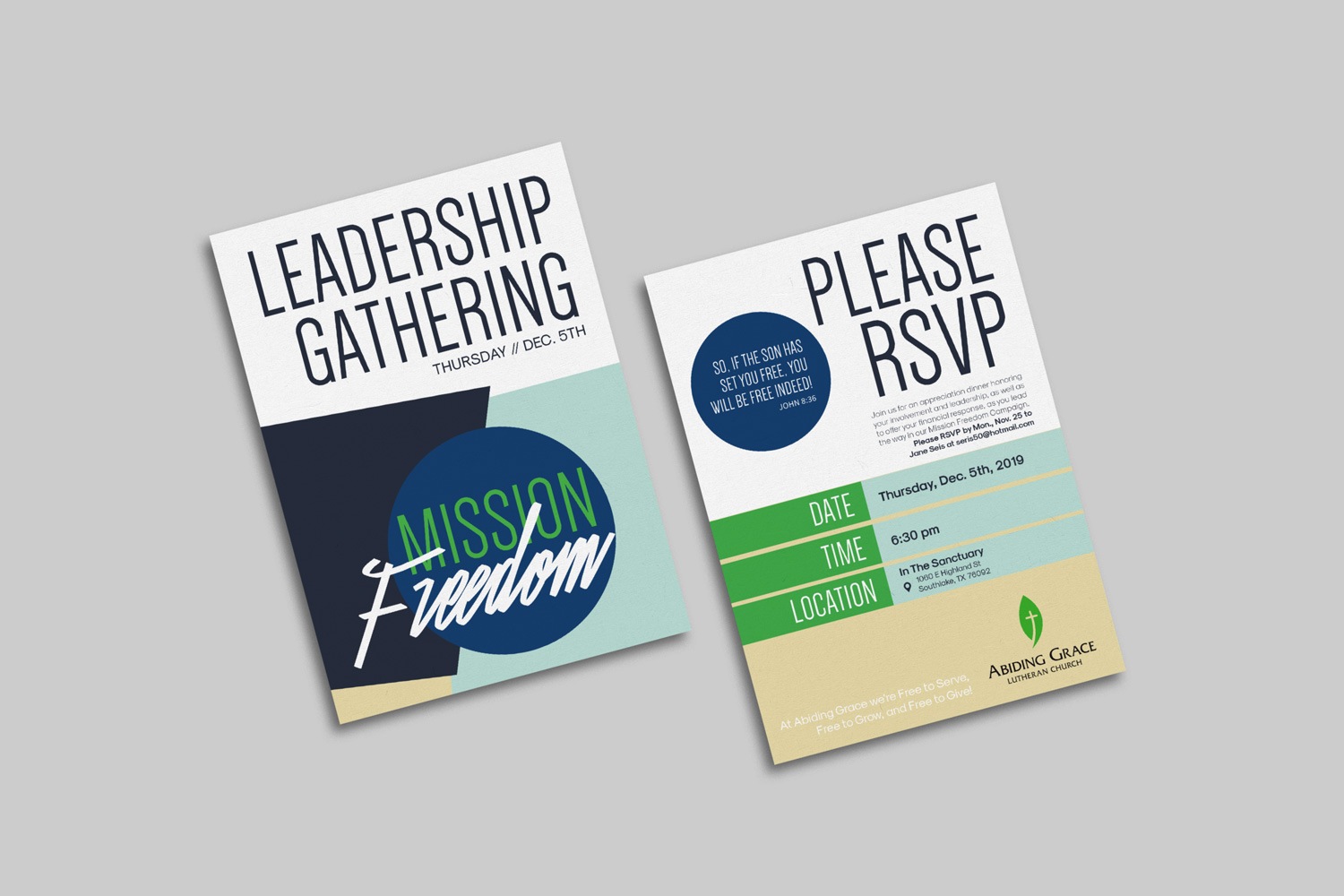 Large 5 x 7 in. Vertical invitations for Church Capital Campaigns by Abstract Union in Lincoln, NE