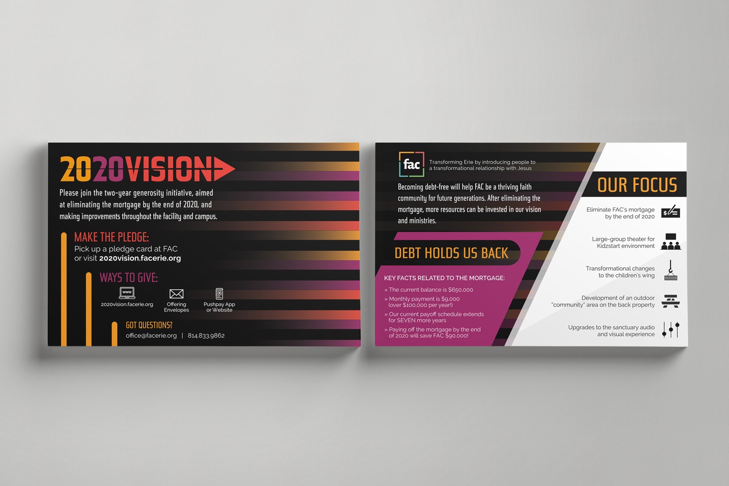 Church Capital campaign custom informational postcards ideas and examples by Abstract Union in Lincoln, NE