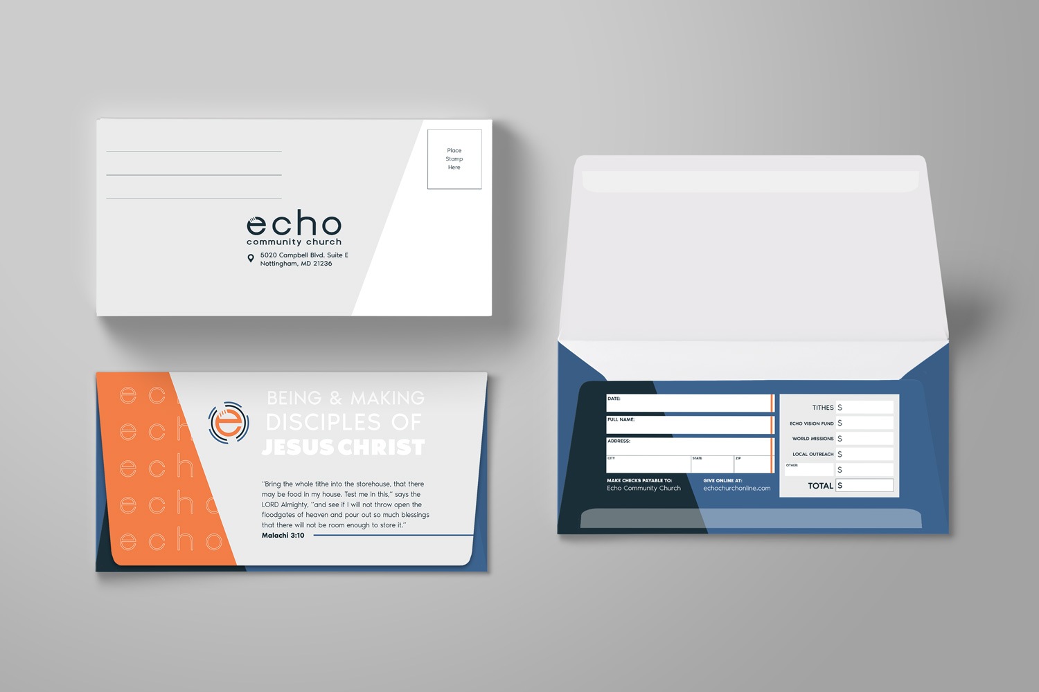 Offering envelope for church brand design ideas, 3.625 x 6.5 in. long flap, Church Branding by Abstract Union