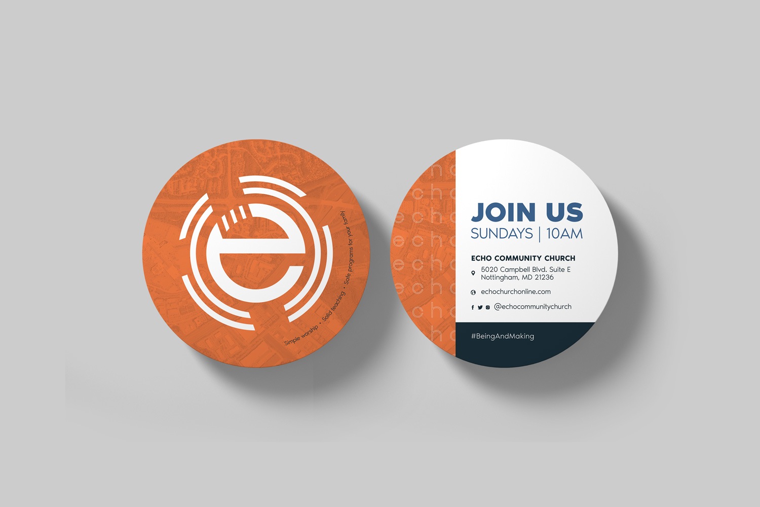outreach invitations for church marketing materials, 4 in. circle brand design by Abstract Union