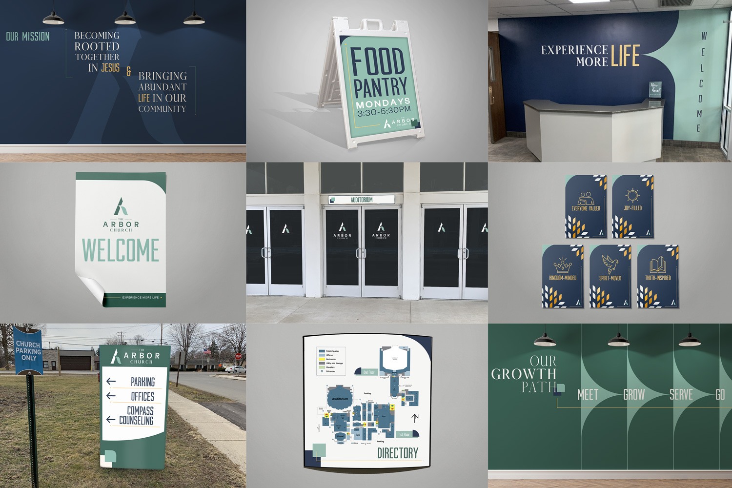 Best church branding package for signage and experiential design by Abstract Union