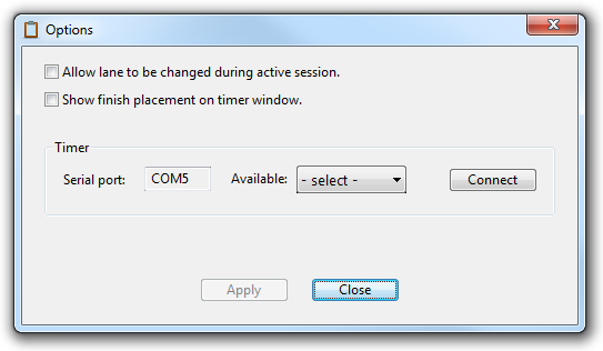 PDT# Options window