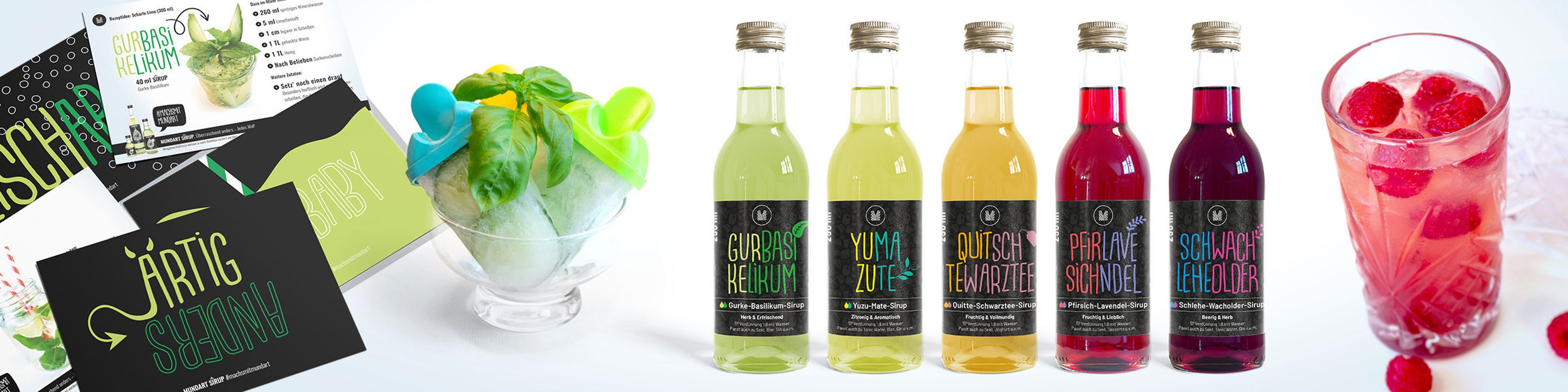 MUNDART Sirup Shop Banner mit Produkten