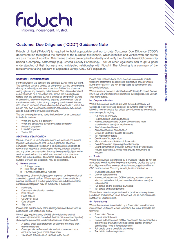Fiduchi CDD Client Guide