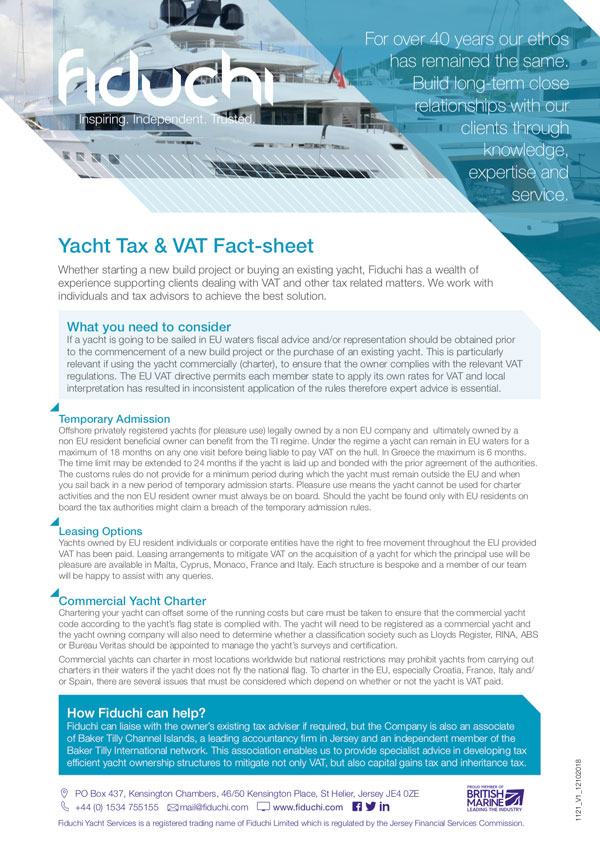 Yacht Tax & VAT Fact-sheet