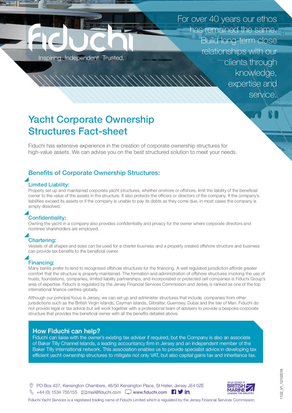 Yacht Corporate Ownership Fact-sheet