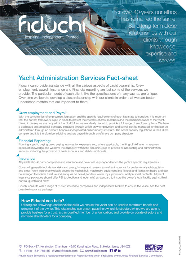 Yachts Administration Services Fact-sheet