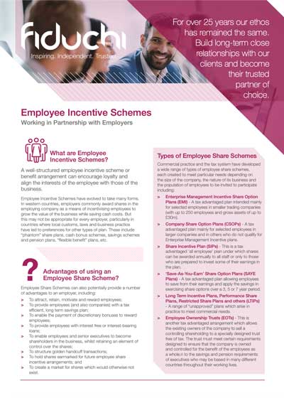 Folheto da Fiduchi Employee Incentive Schemes (UK)