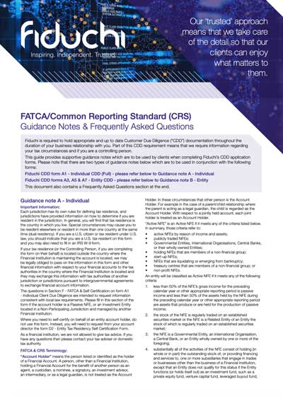 FATCA CRS Guidance Notes & FAQs