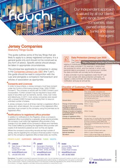 Jersey Limited Companies-guia de arquivamentos estatutários