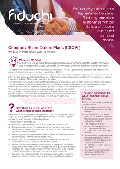 Fiduchi Company Share Ownership Plans (CSOPs) Leaflet