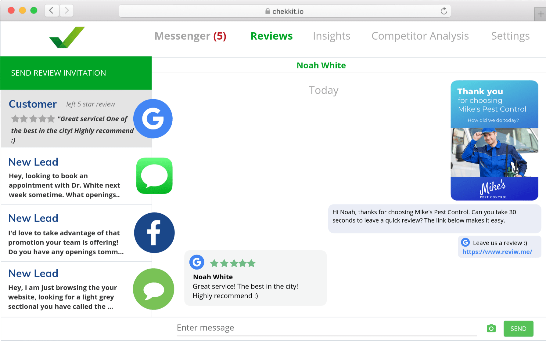 Chekkit All in one Reviews Messenger And Lead Inbox