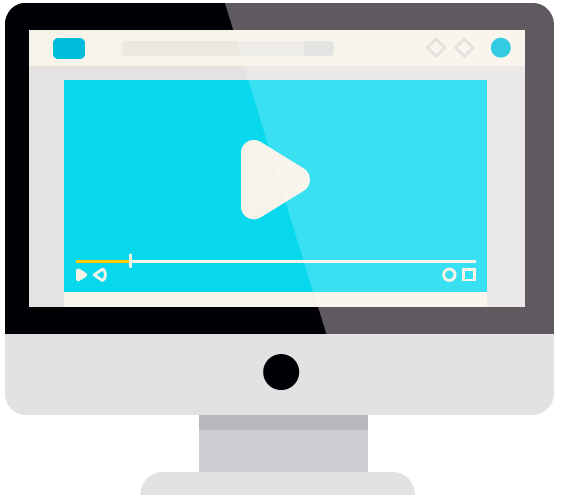 ícone de computador com player de vídeo